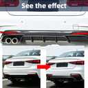 Rear Diffuser Compatible with 2012-2018 FIT BMW 3 Series F30 Sedan M Sport Bumper Only, Carbon Fiber Look (Hydro-Dip) PP Lower Valence, Left-Side Twin Exhaust Cutout (328i 330i Spec)