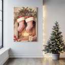 GSPQAZ Christmas Stockings Wall Art - Cozy Holiday Canvas Print for Vintage Christmas Decor 12x18inch-Unframed (7)