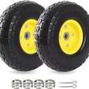 (2-Pack) 10-Inch Solid Tire Wheels - Replacement 4.10/3.50-4" Flat Free Tires and Wheels with 5/8" Axle Bore Hole Bearings, 2.17" Offset Hub -Perfect for Hand Truck, Wheelbarrow, Gorilla Carts