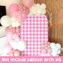 Pink White Gingham Arch Backdrop Covers, 6 Ft Pink Stretchy Arch Backdrop Stand Covers, Photography Background Plaid Arch Stand Covers for Wedding Birthday Baby Shower Party Decor