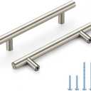 Brushed Nickel Cabinet Handles 4 Inch Hole Spacing Stainless Steel Drawer Pulls for Cabinets, Dresser, Bathroom 10 Pack