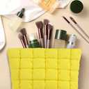Puffy Quilted Makeup Bag, Cosmetic Bag, Travel Toiletry Organizer Pouch, Clutch for Women (Yellow)