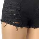 Aodrusa Womens Ripped Denim Shorts Mid Rise Body Enhancing Curvy Cutoff Distressed Jeans (Black, XL)