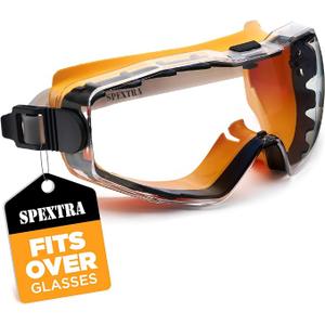SPEXTRA Safety Goggles Over Glasses Anti-Fog Clear Lens, ANSI Z87.1 Impact Resistance, UV Protection, Lab Chemistry Goggles with Adjustable Headband, Quick-Adjust Buckle, Eyewear for Men Women