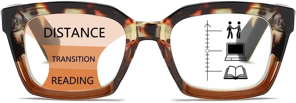 Near-range Workspace Progressive Reading Glasses for Women,Blue Light Blocking Reader Oversized Oprah Style (Tortoise)