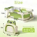 BUNWAG Baby Bathtub, Collapsible Newborn Bathtub for Infant to Toddler with Soft Cushion and Thermometer,Portable Travel Newborn Tub with No-Slip Feet, Baby Shower Gifts, 0-12 Months Baby Bath, Green