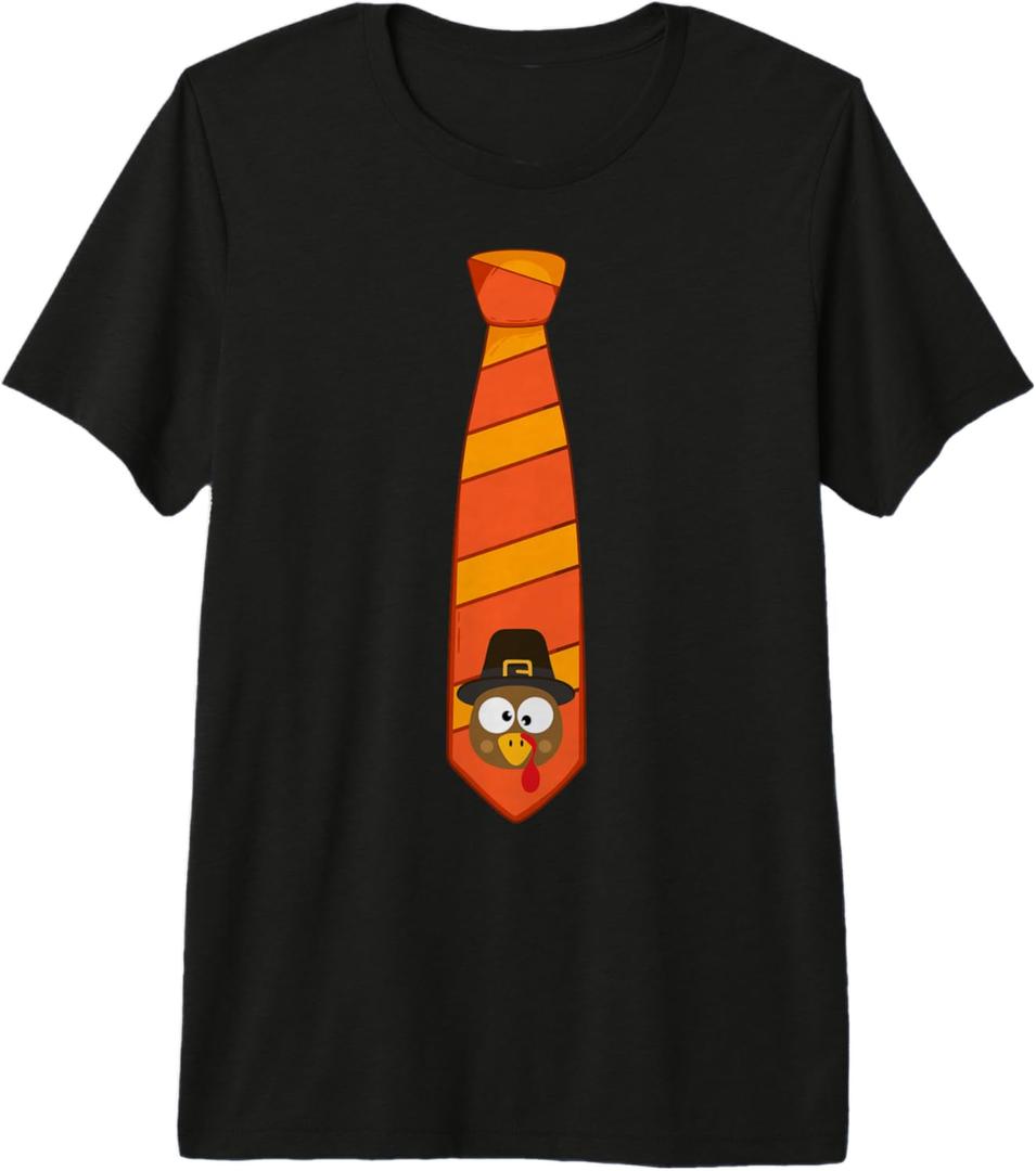 Funny thanksgiving tie with turkey for family dinner Premium T-Shirt XL