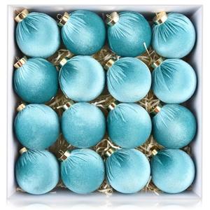 Velvet Ornaments for Christmas Tree Decorations - Teal Christmas Ball Ornament for Indoor Holiday Decor - Shatterproof Xmas Bulbs Ornaments 80mm 3.15inch - Pack of 16