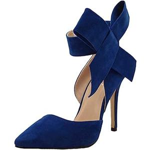 Heels Fashion Pointed Big Temperament Summer Bow Color Solid High Ladies Women's sandals Woman Summer Sandals (9.5, Red)