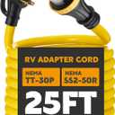 25ft 30 Amp to 50 Amp RV Locking Adapter Cord Compatible with Nema TT-30P Male to SS2-50R, Locking Female Power Dog Bone Plug for RV Trailer Camper, STW 10 Awg/3c