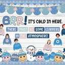 Pajean Winter Bulletin Board Set Wonderland Classroom Decorations - Holiday Theme Sign Wall Cutouts Art for Office Festive Decor(Blue Winter)