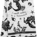Karma Gifts Black And White Boho Tea Towel,Cotton, Mermaid 18" x 22"