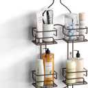 SRIWATANA Shower Caddy Organizer Hanging Over Head, Bathroom Shower Rack Hanger with Hooks for Razors - Bronze