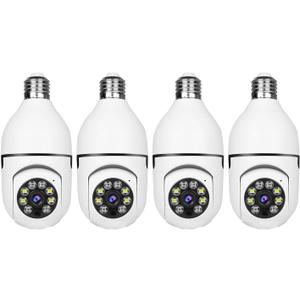 Light Bulb Security Camera -5G& 2.4GHz WiFi 2K Security Cameras Wireless Outdoor Motion Detection and Alarm,Two-Way Talk,Color Night Vision,Human Detection, Bulb Camera Compatible with Alexa 4Pack (White)