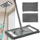 Wall Cleaner Mop with Long Handle, Wall Dust Cleaning Mop for Washing Walls with 2 Microfiber Reusable Pads,Floor Dry Wet Dust Mops for Wall Washer, Floor ,Ceiling Cleaner, Baseboard Duster (Gray)