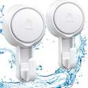 LUXEAR Powerful Vacuum Suction Cup Hooks - Heavy Duty for Shower, Waterproof Suction Hanger for Bathroom Kitchen Towel, Robe, Loofah Removable and Reusable for Bags Coat (2 Pack)
