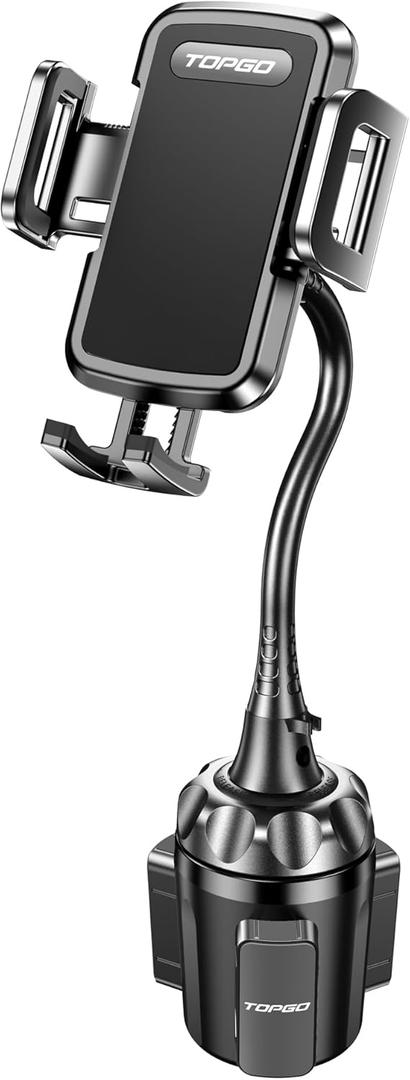 Cup Phone Holder for Car [Upgraded Adjustable Gooseneck & Firmly Stable] Car Phone Mount Cell Phone Automobile Cradles for iPhone 16and All 4-7 inches Smartphone(Black)