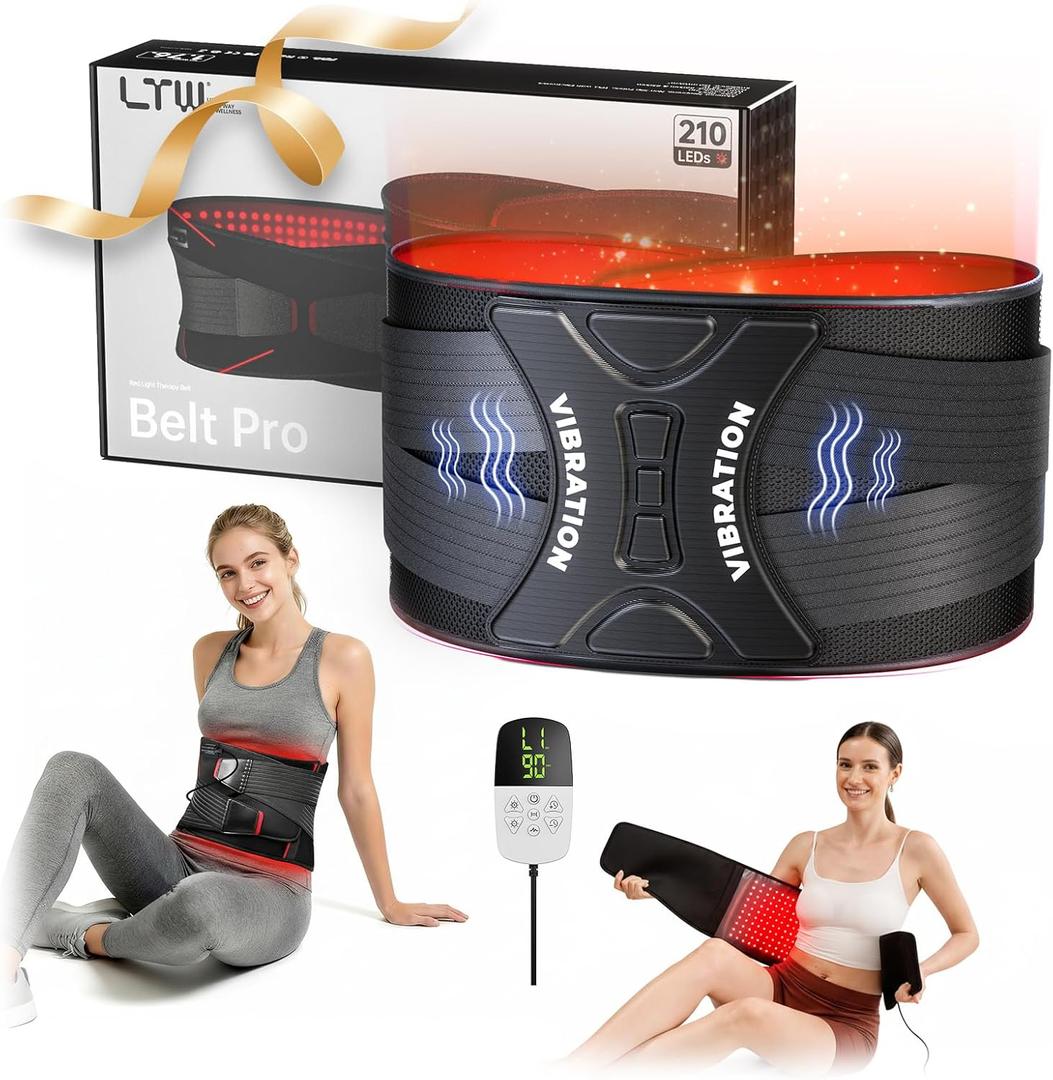 LTW Red Light Therapy Belt, 210 LEDs Infrared Red Light Therapy for Body, 660nm & 850nm Near Infrared Wrap with Vibration for Back Pain Relief, Waist, Belly, Shoulder