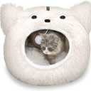 CATISM Cat Bed, Cat Beds for Indoor Cats, Cats Bed Cave for Indoor, Cozy Hooded Beds with Soft Cushion, Removable Washable (Large, White)