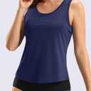G Gradual Tankini Tops for Women High Neck Swim Top Racerback Bathing Suit Tops Modest Swimsuits Tank Top Only No Bottom (Blue, M)