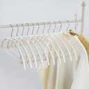16.5 Inch Ivory No Shoulder Bumps No Mark Non-Slip Rubber Coated Contour Meta Hanger for Sweater T-Shirt Suit Coat Uniform with Pants Bar Pack of 20