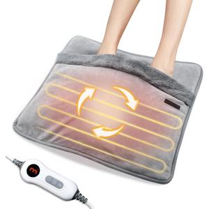 WIMIRIL Electric Foot Warmer with Dual-Sided Heating Elements, Washable Feet Heating Pad Under Desk/in Bed, 20” x 20” Foot Heater Timer Temperature Settings for Abdomen Feet Back in Home Office