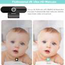 UHD 4K Webcam with Microphone: 8MP USB Computer Web Camera with Privacy Shutter and Tripod, External Webcam Pro Streaming Webcams PC Cam w/Mic Noise Reduction for Winsdows Mac OS Desktop Laptop