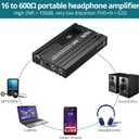 Professional 16-600 Bluetooth Headphone Amplifier with Bass Boost,3.5mm Portable HiFi Earphone Amplifiers,Gain Switch Bass Volume Adjust & Aluminum Case,Rechargeble Headphone Amp for Laptop, HiFi BASS with Bluetooth