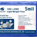Waterproof Tarp Outdoor 16 x 20 Feet 5 Mil Reinforced Tarpaulins with Metal Grommets Blue