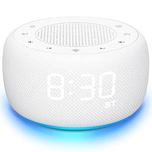 BUFFBEE Alarm Clock with Bluetooth Speaker & FM Radio for Bedside  Gradual Wake-Up Sounds, Fully Dimmable Display & Ambient Night Light, Plug-in Digital Clock for Bedroom (Black)