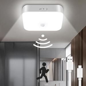 TOOWELL Waterproof Rechargeable Shower Light Indoor - 10000mAh Motion Sensor Closet Lights, Battery Operated Ceiling Light for Shower Closet Patio Pantry Hallway Porch Stair (White)