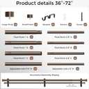 Bronze Double Curtain Rod, 36 to 72 Inch Dual Curtain Rods with Aluminium Modern End Cap Finials, 1 Inch Adjustable Heavy Duty Window Treatment Rods, Telescopic Metal Double Drapery Pole Set