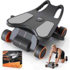 Ab Roller with Elbow Support,Exercise Roller Wheels with 4 Wheels | Abs Exercise Roller Abdominal Training with Knee Pad for Home Gym
