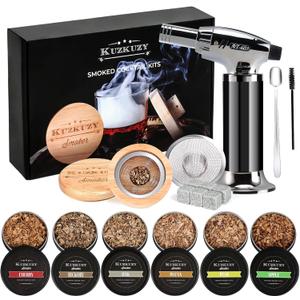 Cocktail Smoker Kit with Torch  6 Flavors Wood Chips  Bourbon, Whiskey Smoker Infuser Kit, Old Fashioned Drink Smoker Kit, Birthday Bourbon Whiskey Gifts for Men, Dad, Husband (Without Butane)