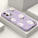 LEECG for iPhone 12 Case, for iPhone 12 Phone Cover Astronaut Floral Butterfly Print Creative Design Anti Scratch Soft Microfiber Lining Liquid Silicone Phone Case iPhone 12-Daisy Purple