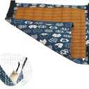 Cat Hammock Hanging to Wire Cage with Mount Hook Reversible Cooling Mat Summer Rattan Woven Sleeping Rest Bed for Small Animals Pet Squirrel Ferret Puppy Rabbit Kitty Kitten, Blue