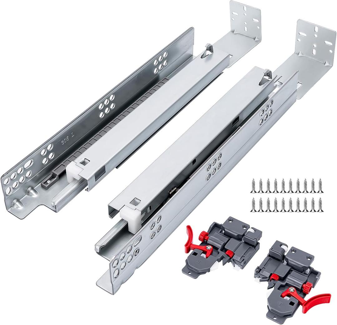 LONTAN 1 Pair Undermount Soft Close Drawer Slides 15 Inch Full Extension Drawer Glides with 3D Adjustable Lock Device and Rear Mounting Brackets,Concealed Bottom Mount Rails 100 LB Capacity