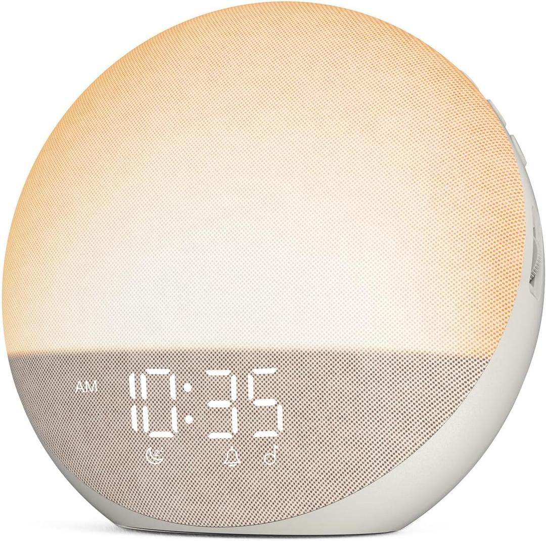 Odokee Sunrise Alarm Clock White Noise Machine: Natural Wake Up Light | Dimmable Clock with Bluetooth Speaker for Bedroom - 25 Sleep Sounds for Baby Adults Kids Putty