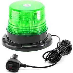 Green LED Beacon Lights 12-24V Warning Safety Flashing Emergency Roadside Strobe Mini Light Bar with Magnetic Base for Snow Plow Truck Construction Vehicles Forklift Tractor Golf Carts 1-Pcs