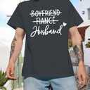 Mens Boyfriend Fiance Husband Shirts - Bridegroom Honeymoon Vacation Tees Valentine Gift Tops (Gray, M)