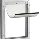 Hakuna Pets Deluxe Aluminum Pet, Cat and Dog Door with 2-Way Locking Panel for Screens, Doors and Walls up to 2.8" Thick, Large, White