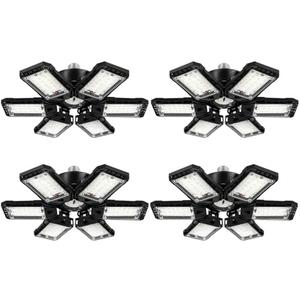 Aoretic LED Garage Lights 4 Pack -180W, 18000LM 6500K Led Shop Light with 6+1 Deformable Panels, Basement Barn Light Garage Ceiling Lights, E26/E27 for Garages, Warehouse, Shop