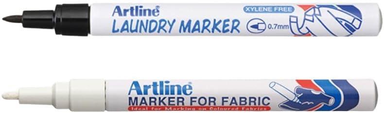 Artline, White and Black Markers, 1.2 mm and 0.7 mm respectively, 2 count total