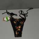 Women's Ribbed Tie Reversible Bikini Bottom Adjustable Hipster Full & High Cut Swimsuit, Size L