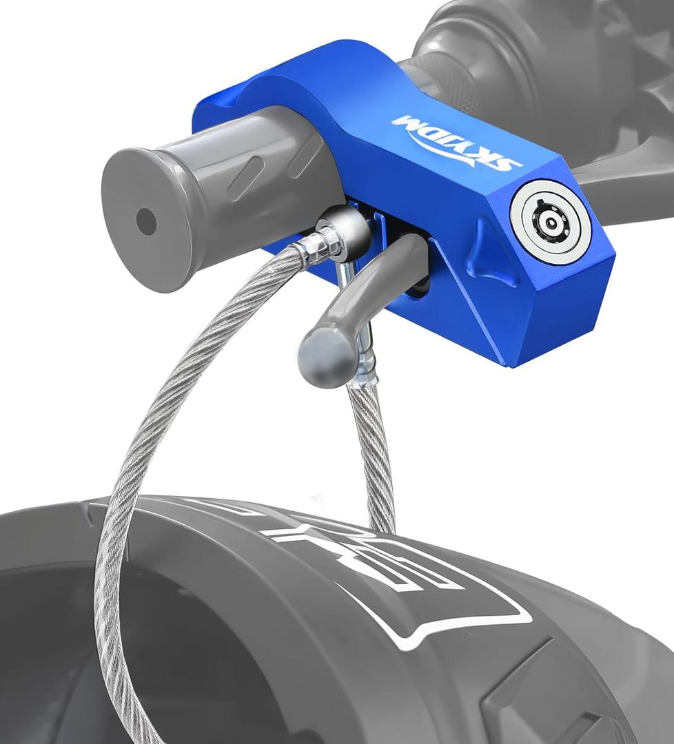 Motorcycle Locks, Brake & Helmet Lock Anti-Theft Grip Lock Combo for All Motorcycle Bike ATV Scooter with Handlebar Diameters Within 1.3-1.5 Inches (Blue)