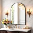 Bathroom Mirror for Wall, 30x20 Inch Arched Mirror, Matte Black Metal Framed Bathroom Vanity Mirror for Restroom Farmhouse, Anti-Rust, Tempered Glass, Hanging or Leaning