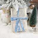 MAYREEL 1 Inch Dusty Blue Crushed Velvet Ribbon Frayed Edge Hand Torn Fringe for Bridal Bouquets Invitations Vow Books Gift Baskets Hair Bows 6 Yards