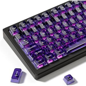 dagaladoo Purple Clear keycaps,Transparent keycaps 60 75 100 Percent,Crystal keycap Set,Shine Through Key caps Ceramic Style,MDA Profile Keyboard Key Cap for Mx Switches Mechanical Keyboard(115key)
