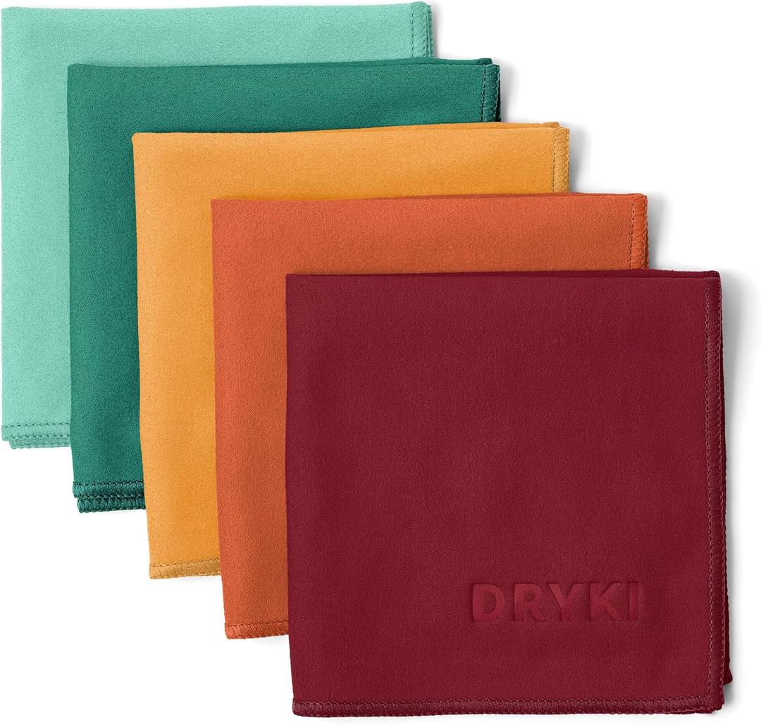 DRYKI Sweat Absorbing Handkerchiefs - The Original Pocket-Sized Sweat Towels - Quick-Dry Microfiber Sweat Rags for Face, Hands, & Body - Men & Women - Gym, Sports, and Work (Mountain: 5 Pack)
