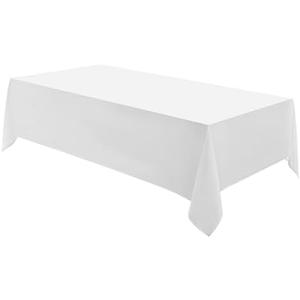 Aocoz Rectangle Tablecloths 6Fx16 1 Pack White Tablecloth Washable Decorative Linen Polyester Table Cloths for Dining Table Banquets Buffet Parties and Wedding